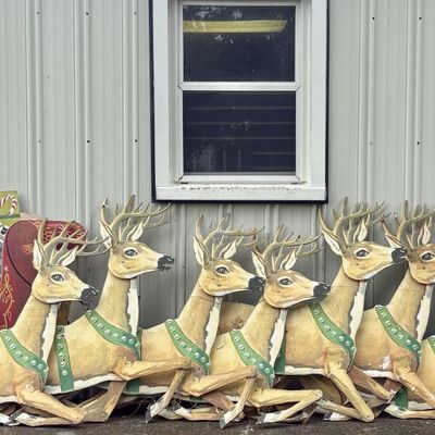 Sale Photo Thumbnail #745: A Collection of Large Scale Vintage Outdoor Christmas Plywood Yard Art Figures