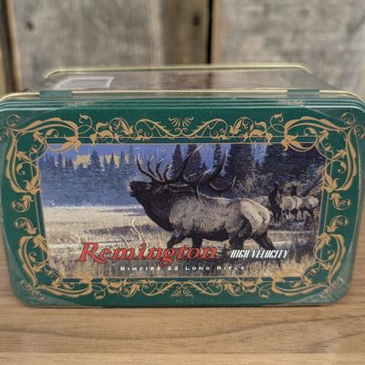 Sale Photo Thumbnail #179: Remington Big Game Limited Edition Series Number Four 22 Long Rifle Ammunition Tin