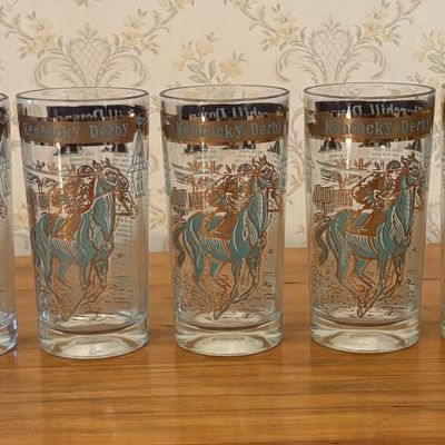 Sale Photo Thumbnail #516: A Set of Seven Kentucky Derby Churchill Downs Commemorative Glass Highballs