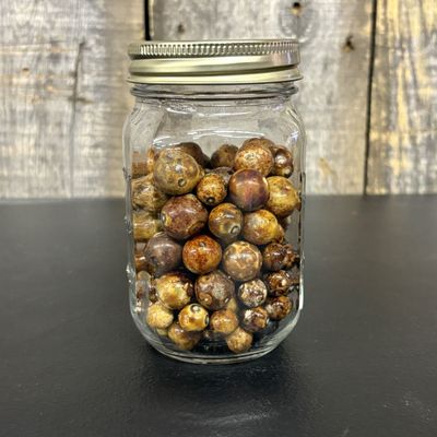 Sale Photo Thumbnail #435: A Collection of Vintage Glass Marbles in a Clear Glass Mason Jar