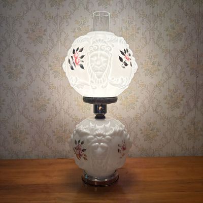 Sale Photo Thumbnail #317: Vintage Gone With The Wind Style Electric Parlor Lamp with Embossed Lion Heads and Floral Accents