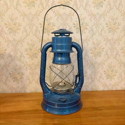 Sale Photo Thumbnail #619: Dietz No. 8 Air Pilot Blue Painted Steel Kerosene Lantern