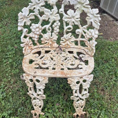 Sale Photo Thumbnail #815: Cast Iron Garden Chair in Grape and Leaf Pattern