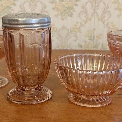 Collection of Pink Depression Era Glassware in Miss America and Fluted Patterns