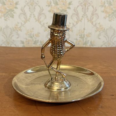 Planters Peanuts Mr. Peanut Gold-Tone Metal Figural Nut Dish