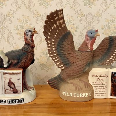Sale Photo Thumbnail #330: Two Austin Nichols Wild Turkey Bourbon Ceramic Decanters from the Wild Turkey Lore Series
