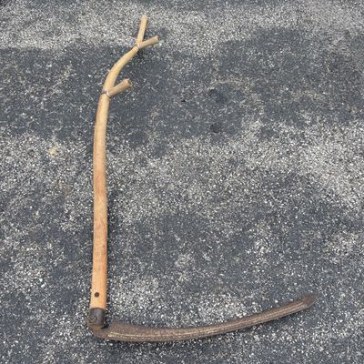 Sale Photo Thumbnail #803: Antique American Steel and Bentwood Scythe