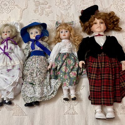 Sale Photo Thumbnail #493: An Assortment of Contemporary Bisque Porcelain Collector Dolls