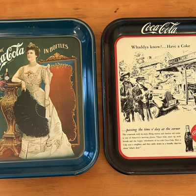 Sale Photo Thumbnail #371: Two Coca Cola Commemorative and Nostalgic Series Lithographed Metal Advertising Trays