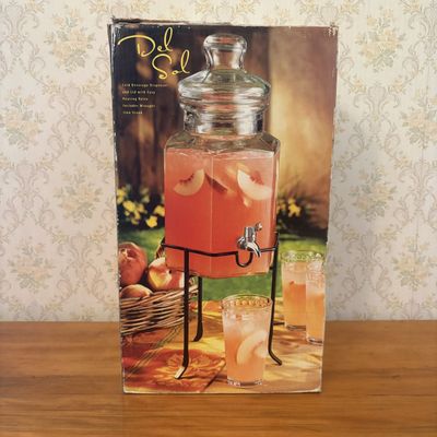 Sale Photo Thumbnail #521: Del Sol 6 Quart Glass Beverage Dispenser with Wrought Iron Stand