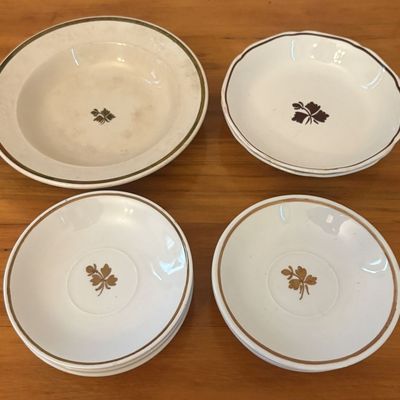 Sale Photo Thumbnail #607: Collection of Ten Anthony Shaw Ironstone China Tea Leaf Pattern Dishes