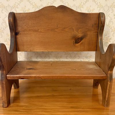 Sale Photo Thumbnail #388: Rustic Miniature Pine Settle Bench