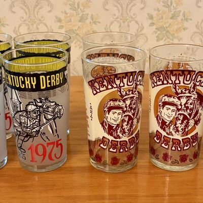 Sale Photo Thumbnail #394: A Collection of Eight Kentucky Derby Commemorative Drinking Glasses