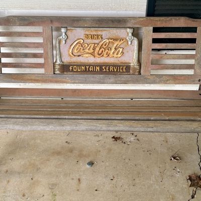 Sale Photo Thumbnail #821: Vintage Cast Iron and Wood Coca-Cola Fountain Service Garden Bench
