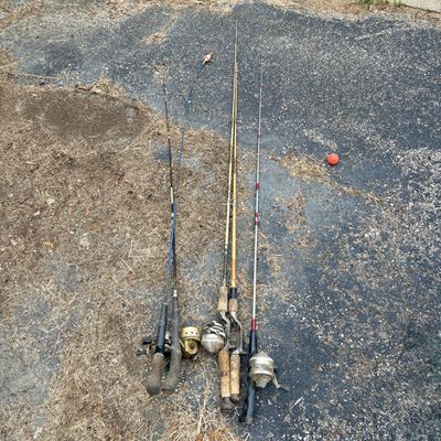Sale Photo Thumbnail #812: An Assortment of Vintage Spincast Fishing Rod and Reel Combinations and Loose Reel