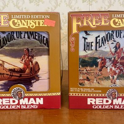Sale Photo Thumbnail #267: Two Red Man Golden Blend Limited Edition Promotional Canisters in Original Boxes