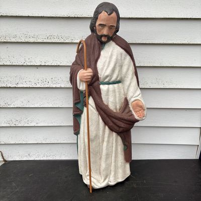 Sale Photo Thumbnail #774: Vintage Large Scale AMPOL Blow Mold Plastic Nativity Shepherd Yard Decoration