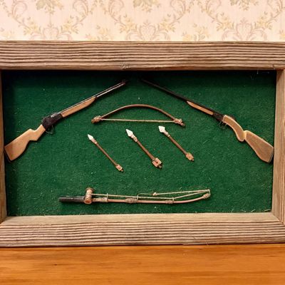 Sale Photo Thumbnail #380: Miniature Hunting and Fishing Themed Shadow Box Wall Display
