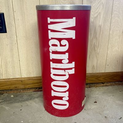 Sale Photo Thumbnail #733: Marlboro Branded Metal Floor Receptacle with Assorted Camel Promotional Ephemera