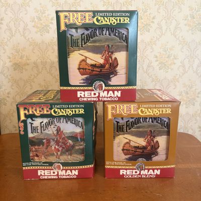 Sale Photo Thumbnail #266: Three Red Man Chewing Tobacco Limited Edition Flavor of America Canisters in Original Packaging