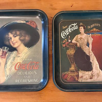 Sale Photo Thumbnail #370: Two Coca-Cola Lithographed Metal Serving Trays