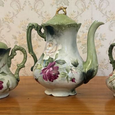 Sale Photo Thumbnail #610: A Trio of A. Klingenberg and Dwenger Limoges Hand Painted Porcelain Table Wares