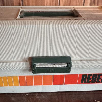 Sale Photo Thumbnail #215: Vintage Rebel Three Tray Cantilever Plastic Tackle Box with Contents