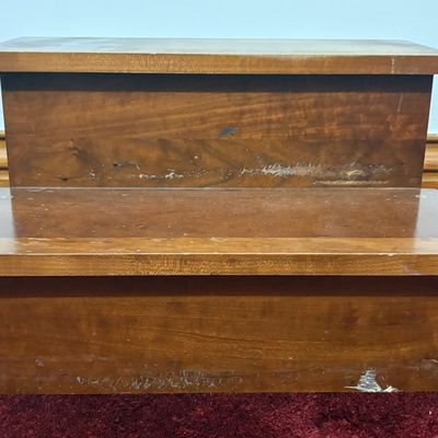 Sale Photo Thumbnail #501: Mid to Late 20th Century Two Tier Solid Wood Bed Step with Storage Compartment