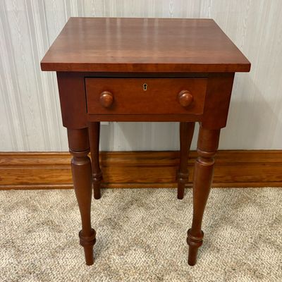 Sale Photo Thumbnail #470: Federal Style Cherry Wood One Drawer Side Table