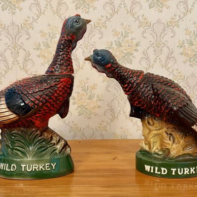 Sale Photo Thumbnail #333: A Pair of Austin Nichols Wild Turkey Ceramic Bourbon Whiskey Decanters