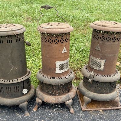 Sale Photo Thumbnail #810: Three Antique Kerosene Heaters Including Perfection No. 525 Models