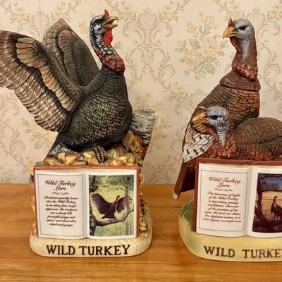 Sale Photo Thumbnail #331: A Pair of Wild Turkey Kentucky Straight Bourbon Whiskey Collectible Ceramic Decanters