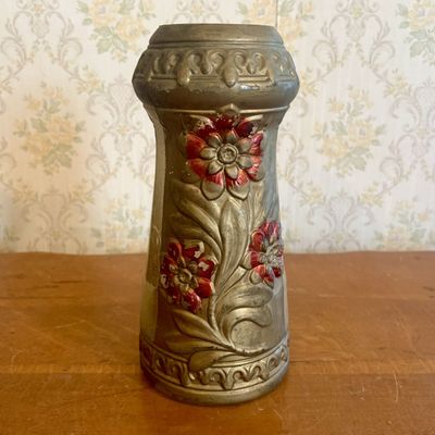 Sale Photo Thumbnail #290: Vintage Cast Metal Polychrome Floral Vase