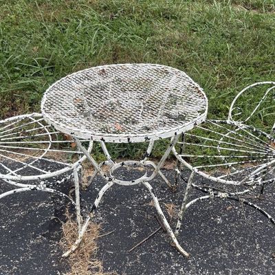 Sale Photo Thumbnail #823: Vintage Three-Piece Wrought Iron Bistro Set