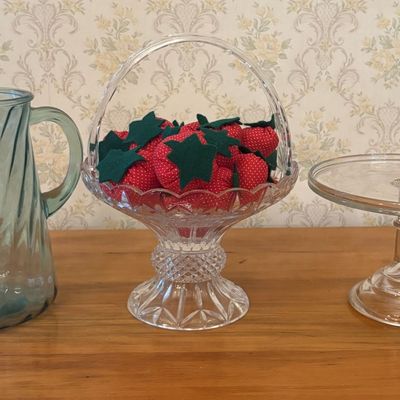 Sale Photo Thumbnail #530: A Group of Vintage Glass Tableware and Decorative Fabric Strawberries