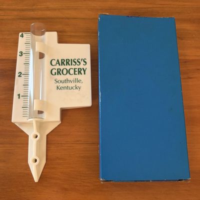 Sale Photo Thumbnail #365: Vintage Advertising Rain Gauge Carriss's Grocery Southville Kentucky with Box