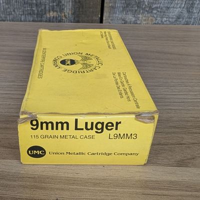 Sale Photo Thumbnail #184: A Lot of 50 Union Metallic Cartridge Company 9mm Luger 115 Grain Centerfire Cartridges