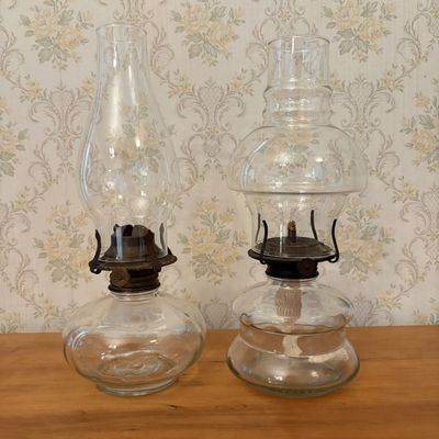 Sale Photo Thumbnail #328: Two Glass Table Kerosene Lamps Including Marklaid Ltd Example
