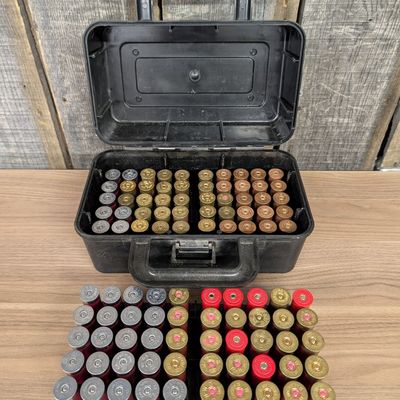 Sale Photo Thumbnail #177: MTM Case Gard 100 Shotgun Ammo Box with 91 Assorted 12 Gauge Shotgun Shells
