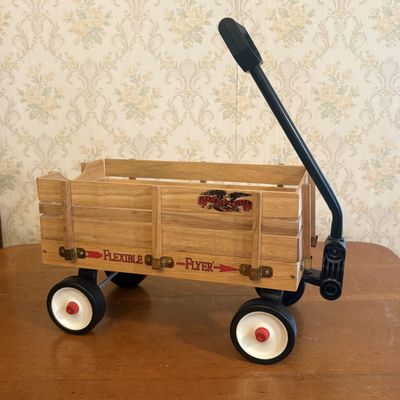 Sale Photo Thumbnail #260: Flexible Flyer Miniature Wooden Stake Side Toy Wagon