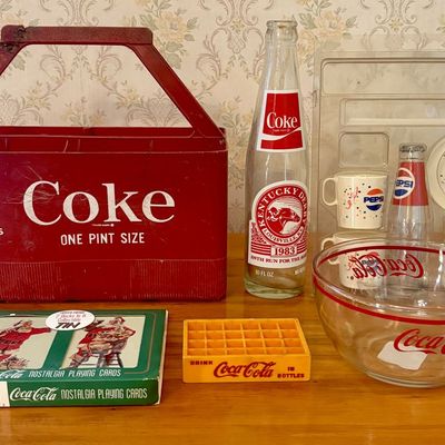 Sale Photo Thumbnail #526: A Collection of Coca-Cola and Pepsi-Cola Advertising Memorabilia Including Bottle Carrier and 1983 Kentucky Derby Bottle