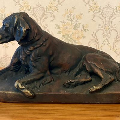 Sale Photo Thumbnail #338: Cold Painted Composition Sculpture of a Reclining Hunting Dog