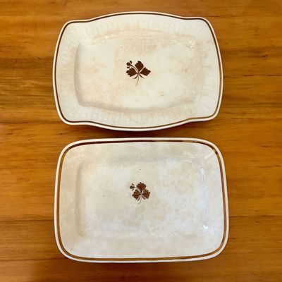 Sale Photo Thumbnail #602: A Pair of English Ironstone Tea Leaf Pattern Serving Platters by John Edwards and A.J. Wilkinson