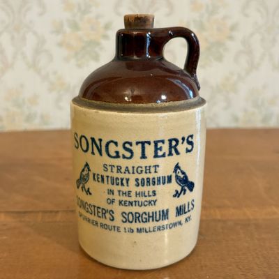Songster's Sorghum Mills Two-Tone Stoneware Advertising Jug