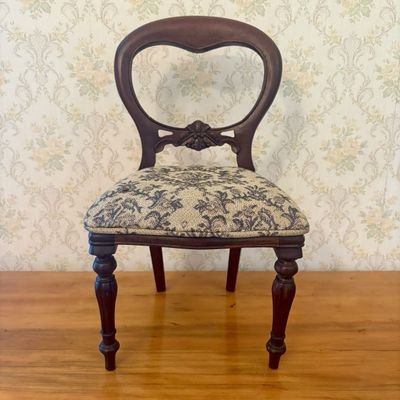 Sale Photo Thumbnail #359: Victorian Style Balloon Back Miniature Doll Chair with Tapestry Seat
