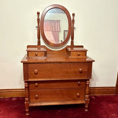 Sale Photo Thumbnail #488: McMahan Furniture Company Cherry Empire Style Dresser with Mirror