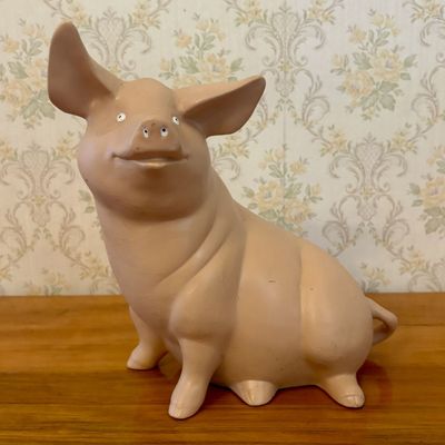 Sale Photo Thumbnail #625: Large Ceramic Seated Pig Figurine