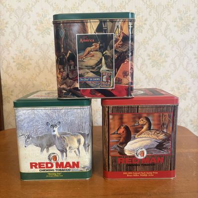Sale Photo Thumbnail #268: Trio of Red Man Chewing Tobacco Limited Edition Advertising Tins 1990-1995