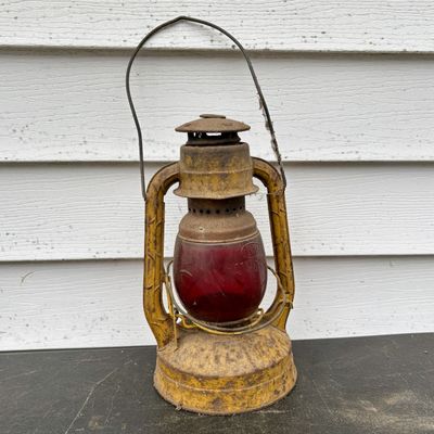 Sale Photo Thumbnail #795: Dietz Little Wizard Red Globe Kerosene Lantern for Louisville Water Co