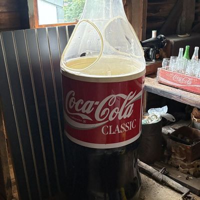 Sale Photo Thumbnail #792: Large Coca-Cola Classic Bottle Shaped Floor Display Cooler Some Damage